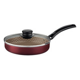Frigideira Alumínio Antiaderente 22cm C/tampa Vermelho