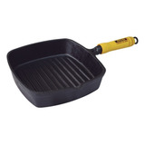 Frigideira De Ferro Cook Grill 22x22 Cm Com Cabo Madeira Rig