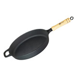 Frigideira De Ferro Fundido Sem Tampa 26cm Cabo Madeira
