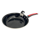 Frigideira Esmaltada28cm+clipes Panela Descanso De Espátulas Cor Preto