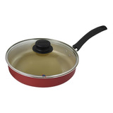 Frigideira Reta Alum 22cm Vermelha Tampa Tramontina 20144722
