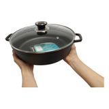 Frigideira Risoteira Paellera Wok Ferro Fundido C/ Tampa