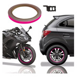 Friso De Roda Adesivo Não Refletivo Moto Rosa Pink Carro Fem