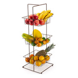 Fruteira Aramada Aço Quadrada Tripla De Chão Corten Arthi
