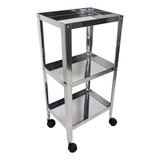 Fruteira Carrinho Multiuso 3 Andares Inox Com Rodinhas