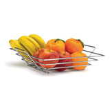 Fruteira Cesto De Fruta Mesa Quadrada Em Aço Cromado Arthi