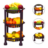 Fruteira Cesto De Frutas 3 Andares Redondo De Chão Cozinha