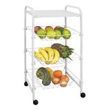 Fruteira De Chão Cesta De Frutas Aramada Com Rodas Cozinha