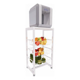 Fruteira De Chão Em Aço Cozinha Suporte Bebedouro Mdf Branco
