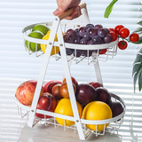 Fruteira De Mesa 2 Andares Com Cesto Oval Em Aço Extra Forte