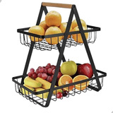 Fruteira De Mesa Decor & Home Organizador De Frutas Cesto Metal Aramado Cor Preto