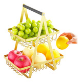 Fruteira De Mesa Premium Bancada Quadrada Em Aço Extra Forte Cor Dourada