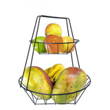 Fruteira De Mesa Preta Dupla Redonda Aramada 