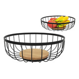 Fruteira De Mesa Redonda Com Base Em Madeira 28cm