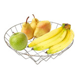 Fruteira De Mesa Redonda Cromado 30x9cm Madefer Cor Cinza