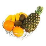 Fruteira De Mesa Redonda Inox Cromado Prata