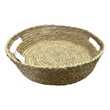 Fruteira Vaso Centro De Mesa Fibra Natural Redondo M 32cm 