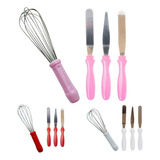 Fue Fouet Profissional Inox + Kit 3 Espátulas Cor Rosa