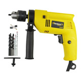 Furadeira De Impacto 500w 1/2 13mm Com Kit 7 Brocas Cor Amarelo 110v