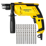 Furadeira Impacto 1/2 Pol 750w Menegotti Com Kit Brocas Cor Amarelo Frequência 60hz 220v