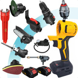 Furadeira Sem Fio Bivolt Profissional Multifuncional 9 Em 1 Cabeças Intercambiaveis + Chave Hidraulica 