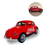 Fusca Coca Cola Vermelho Miniatura Metal Raro Colecionador