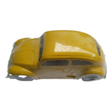 Fusca De Plástico Oval Escala 1:18 Amarelo Na Embalagem