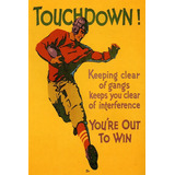 Futebol Americano Jogador Touchdown Poster Vintage
