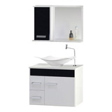 Gabinete Arm Banheiro Alpha Preto 1 Porta Com Cuba