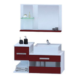 Gabinete Arm Banheiro Troia Vermelho 1 Porta E 1 Gaveta Cuba