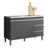 Gabinete Balcão Armario Andreia C/tampo 120cm 2 Pts 3 Gvets