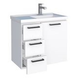 Gabinete Banheiro Aço 60cm Suspenso C/ Cuba 1 Porta 3 Gaveta