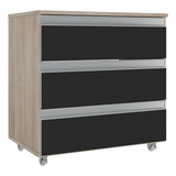 Gabinete Banheiro Rodinhas Joia 60cm 3 Gavetas Pux. Alumínio