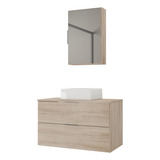 Gabinete Banheiro Rubi 80cm (gabinete + Cuba + Espelheira) Móvel Madeirado_inteiro