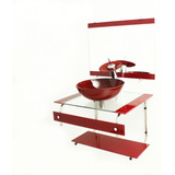Gabinete De Vidro Banheiro 60cm Cuba Redonda+ Torneira 