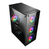 Gabinete Gamer 4 Rgb Led Fans Cooler Vidro Temperado Lateral Cor Preto