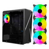 Gabinete Gamer Com 3 Cooler Led Rgb 120mm Vidro Temperado
