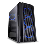 Gabinete Gamer Mid Tower Com 4 Fans Led Azul Atmos