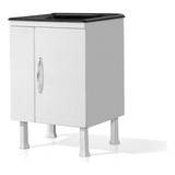 Gabinete Lavanderia 100% Em Aço 1 Cuba S/ Tanque Cor Branco