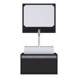 Gabinete P/ Banheiro C/cuba + Espelho Real 50 Preto S/c