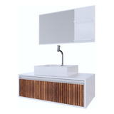 Gabinete P/ Banheiro C/cuba + Espelho Real 80 Ripado S/c