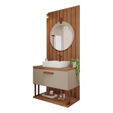 Gabinete Para Banheiro Duna 60cm Espelho P/ Banheiro +painel