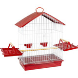 Gaiola Calopsita E Passaros Mansos Teto Plastico Vermelho