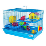 Gaiola Casinha Hamster Roedores Extra Grande 2 Andares Space Cor Azul