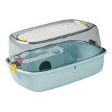 Gaiola De Hamster Habitat Portátil Transparente Azul