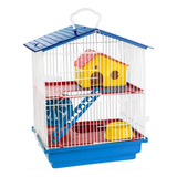 Gaiola Hamster 2 Andares Cor Azul Teto Plástico Jel Plast