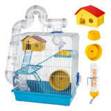 Gaiola Hamster Grande 3 Andares Tubo Rodinha Casa Completa
