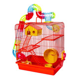 Gaiola Hamster Grande Casinha Rato Tubo Super Luxo 3 Andares