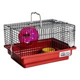 Gaiola Hamster Roedores Brasileirinha Black Metal Jel Plast Cor Preto/vermelho