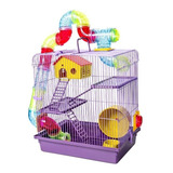 Gaiola Hamster Sírio Anão Russo 3 Andares Luxo Lilás Tubos